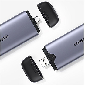 Ugreen UG70532CM298TK M.2 NVME M-Key 10G ra USB type C + USB-A hộp ổ cứng - HÀNG CHÍNH HÃNG