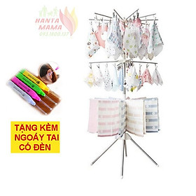 Mua Cây phơi quần áo inox 3 tầng 56 kẹp móc xoay 360 độ