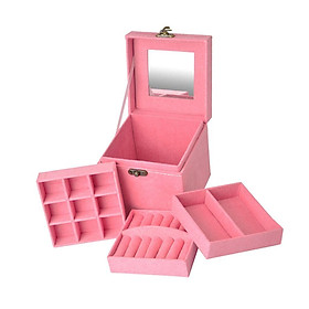 Portable Velvet Jewelry Storage Box Case for Jewelry Rings 3 Layer
