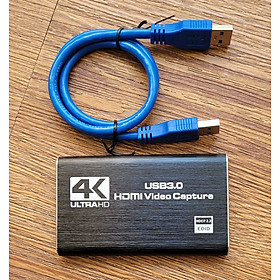 Video capture card input 4k output 1080 60fps màu đen có ngõ mi ro và tai