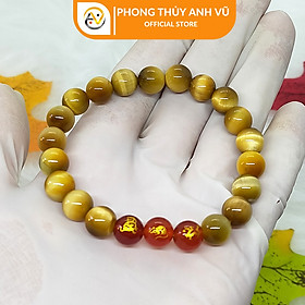 Vòng phong thủy mệnh thổ tam hợp thân tý thìn đã khai quang - chất liệu đá mắt hổ vàng tự nhiên - size 8 10 12ly - may mắn tài lộc - Vòng Tam Hợp Anh Vũ - 10ly nữ