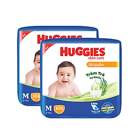 Combo 2 Tã bỉm quần HUGGIES SKINCARE MEGA JUMBO size M 106 miếng