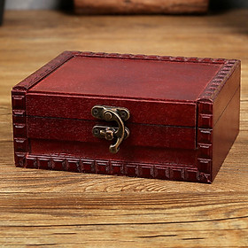 Wooden Box with Lock Vintage Wood Storage Box Antique Decorative Storage Organizer Jewelry Treasure Box for Woman Gifts