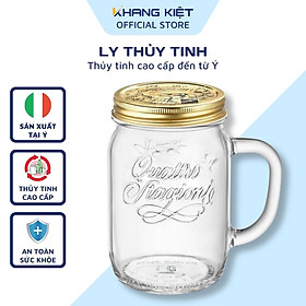 Hũ thủy tinh Italy nắp vặn Quattro 415ml có tay cầm- Made in Italy