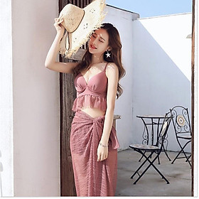 Đồ Bơi Nữ Bikini Đi Biển 3 Mảnh Phong Cách Hàn Quốc