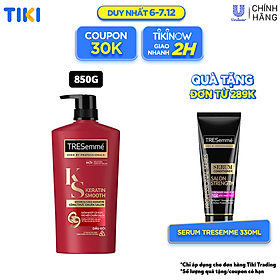 Dầu gội TRESEMME Keratin Smooth Cho tóc khô xơ rối Công thức Hydrolyzed Keratin Dưỡng Tóc Vào Nếp Suôn Mượt 850g