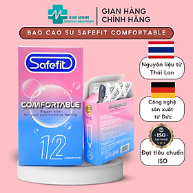 Bao cao su Safefit Comfortable nhiều gel bôi trơn, siêu mỏng hộp 12, 3 chiếc