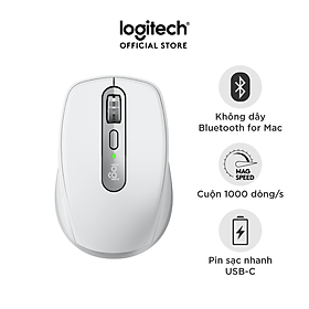 Chuột không dây Bluetooth Logitech MX Anywhere 3 for Mac - nhỏ gọn, kết nối 3 thiết bị, cuộn siêu nhanh, sạc nhanh USB-C - Hàng chính hãng