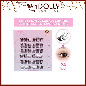 Lông mi cụm có sẵn keo Jary Pro Cluster Lashes Hộp Nhựa 6 hàng P4 Idol