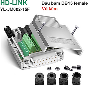 Mua Đầu bấm cổng DB15 cái female bắt vít kèm vỏ ốp kẽm chân đồng mạ vàng 24K HD-LINK YL-JM002-15F. Hàng Chính Hãng !!!