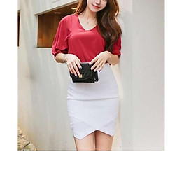 Chân váy bút chì trắng đăp chéo thời trang