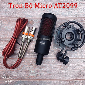 Mua Combo mic thu âm AT2099 mixer f4 có bluetooth chân dây livestream chế zắc 6.5 dây truyền nhạc dây mic 3m