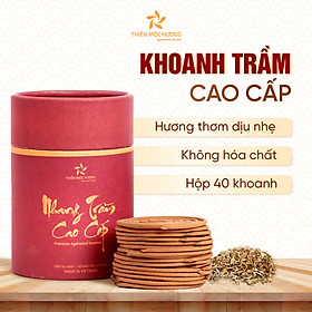 Nhang khoanh trầm hương xông lư - Nhang cao cấp - Trầm Hương tự nhiên 16 năm - Mùi thơm đậm, không kích mũi - Nhang máy lạnh, chung cư - Thiên Mộc Hương - 1 Hộp 40 khoanh