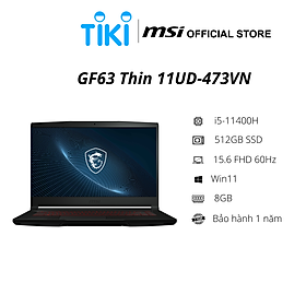 Mua Laptop MSI Gaming GF63 Thin 11UD-473VN ( Intel Core i5-11400H/8GB/512GB SSD/ VGA RTX3050 Ti Max-Q GDDR6 4GB/ 15.6FHD 60Hz/ Win11 Home/ Black) - Hàng Chính Hãng
