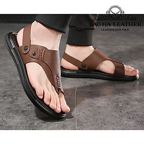 Dép nam xỏ ngón da trơn BHD55216 Dép quai hậu, thoải mái, êm chân, dễ chịu