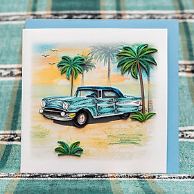 Thiệp Giấy Xoắn - Xe Hơi Cổ - ZC291a