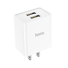 Củ sạc 2.1A Hoco C89 chuôi dẹt nhựa ABS cao cấp 2 cổng Usb dành cho iPhone/iPad - Hàng chính hãng