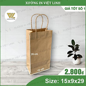 Mua Combo 25 Túi Giấy Xi Măng Đựng Hàng Kích Thước ( DxRxC) 15x9x29 cm - Túi Giấy Kraft Cao Cấp