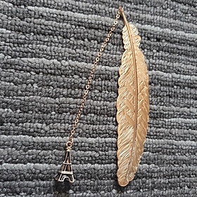 Bookmark Kim Loại Đánh Dấu Sách Hình Lông Vũ Dây Treo Hình Tháp Eiffel - Màu Đen