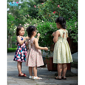 Đầm bé gái khoét lưng, nhún eo xinh yêu HK515, váy hè cho bé gái chất liệu Thô cao cấp xuất khẩu HAKI (10-27kg)