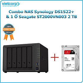 Combo Thiết bị lưu trữ NAS Synology DS1522+ và 1 Ổ cứng Seagate ST2000VN003 2 TB - Hàng Chính Hãng