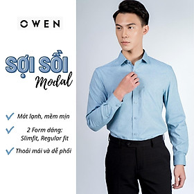 OWEN - Áo sơ mi dài tay Owen Sợi Sồi mềm mát màu xanh bạc hà 23417