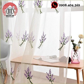 Mua Rèm voan thêu hoa oải hương cao cấp xinh xắn cho cửa sổ cửa chính trang trí Decor