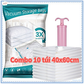 Combo 10 Túi Hút Chân Không Size 40x60Cm Đựng Quần Áo Gọn Gàng Tiết Kiệm Không Gian