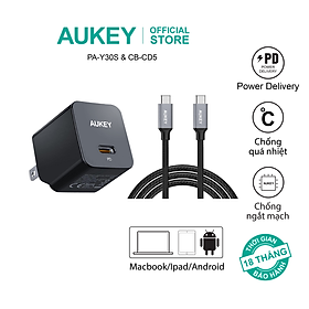 Mua Combo bộ sạc Aukey cho Iphone củ sạc PA-Y30S 30W và cáp sạc CB-CL3 hàng chính hãng