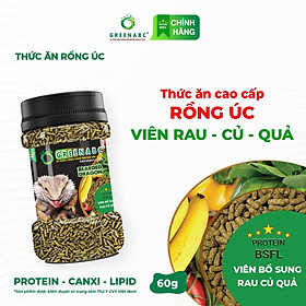 Thức ăn Rồng Úc viên RAU CỦ QUẢ GREENABC - Bổ sung đầy đủ dinh dưỡng từ thực vật - Hộp 60g