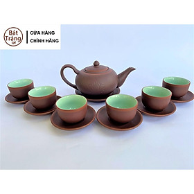 Mua Ấm trà tử sa bát tràng Tống Sen nâu chỉ đỏ