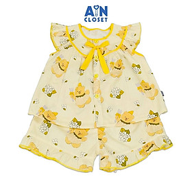Hình ảnh Bộ quần áo Ngắn bé gái họa tiết Gấu Vàng cotton - AICDBGPGJJE8 - AIN Closet