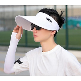 Nón chống nắng rộng vành nửa đầu cho nam, mũ rộng vành nam cao cấp màu trắng