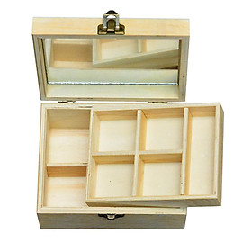 Natural Wooden Jewelry Box and Jewelry Organizer Watch Storage Jewelry Organizer Mirrored Storage Display Case Gift for Women Girls