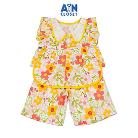 Bộ quần áo Lửng bé gái hoạ tiết Hoa Cam Cotton - AICDBGCPNRPG - AIN Closet