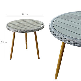 Mua Bàn trà ban công tròn 60 cm TE2044-60S Nội thất Capta Bàn trà bàn café sân vườn nhỏ gọn mặt gỗ nhựa chân sắt sơn tĩnh điện vân gỗ tại tp hcm
