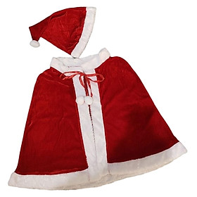 Children Christmas Shawl Lace up Santa Claus Cape for Halloween Costume New Year Xmas