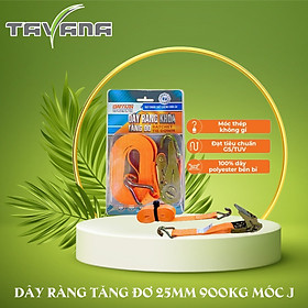 Dây Chằng Hàng Hóa Tăng Đơ Bản 25mm Tải 900kg Móc J