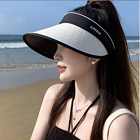 Mũ nữ  nửa đầu rộng vành chống năng chống tia UV tuyệt đối, nón nửa đầu đi nắng phong cách Hàn