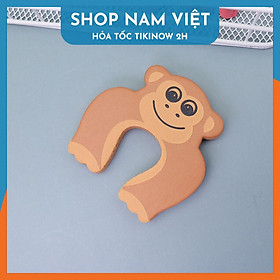 Set 2 Miếng Xốp Chặn Cửa, Bọc Cạnh Bàn Chống Kẹt Tay Cho Bé NAVIVU - Khỉ nâu