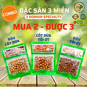 COMBO 3 GÓI ĐẶC SẢN 3 MIỀN (ĐẬU PHỘNG CỐT DỪA, TỎI ỚT, CỐT DỪA TỎI ỚT) TÂN LỘC PHÁT