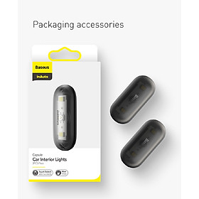 Mua Bộ đèn cảm ứng hình con nhộng nhỏ gọn dùng trong xe ô tô  hộc tủ bàn ghế Baseus Capsule Car Interior Lights ( 2 cái/ bộ)- Hàng chính hãng( giao màu ngẫu nhiên )