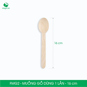 FMG2 - Combo 200 Muỗng gỗ ngắn 16 cm dùng 1 lần - Thìa gỗ ngắn dùng 1 lần tiện lợi thân thiện môi trường