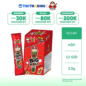 Hộp 12 Gói Snack Rong Biển TaoKaeNoi BIG ROLL Vị Cay