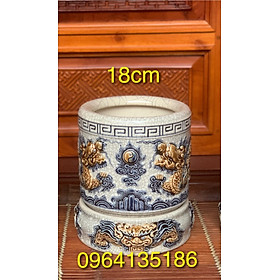 Mua Bát hương thờ f18cm men rạn đắp rồng nổi gốm sứ Bát Tràng