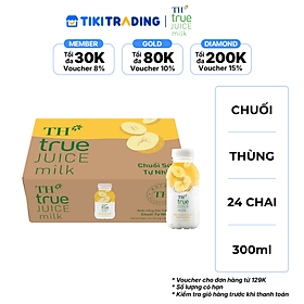 Thùng 24 chai nước uống sữa trái cây TH true JUICE milk hương vị chuối tự nhiên 300 ml