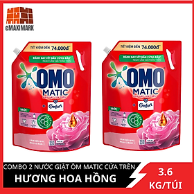 Combo 2 nước giặt omo matic cửa trên hương hoa hồng ecuador túi 3,6kg