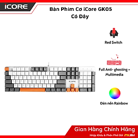 Bàn Phím Cơ iCore GK05 Có Dây - Red Switch Êm Ái, Đèn LED Cầu Vồng - Hàng chính hãng