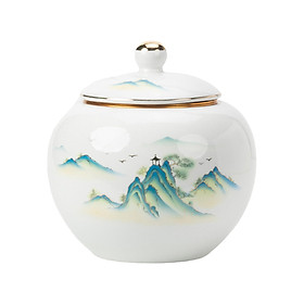 Porcelain Tea Canister for Loose Tea with Lid Food Storage Jar Multi Purpose