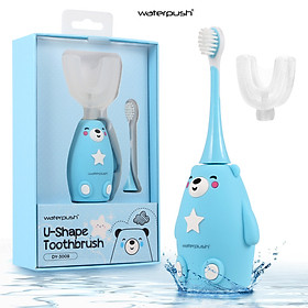 Bàn chải điện trẻ em cao cấp WaterPush, bàn chải đánh răng đầu chữ U siêu mềm và đầu bàn chải siêu mảnh giúp bé làm sạch răng  - DY-3008 Blue